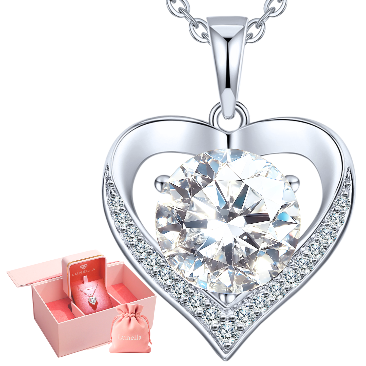 Lunella Heart Moissanite Necklace | Premium Gift Set